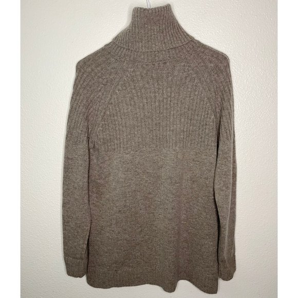 Pura Cashmere | Half Ribbed Turtleneck Sweater in Vintage Khaki - Picture 4 of 8